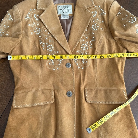 Cripple Creek Western Suede Leather Beaded Blazer Jacket Size Small - Picture 14 of 16